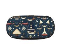 JIUTY Nautical Sailing Pirate Theme Cute Aesthetic Big Capacity Zipper Pencil Cases Pen,Portable Office Desk Organizer for Adults