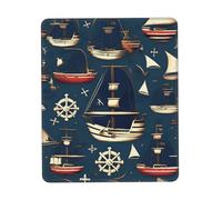 JIUTY Nautical Sailing Pirate Theme Mouse Pad With Stitched Edge Non-Slip Rubber Base Washable Mouse Pads For Computers Laptop