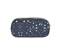JIUTY Navy Blue Sky and Star Stylish Clear Pen Case with Smooth Zipper, Multi-Purpose Stationery Bag for School & Office
