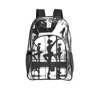 JIUTY New Love Gymnastics Print Clear Security Backpack Pvc School Bookbag Travel Front Pocket Side Mesh Modern Utility