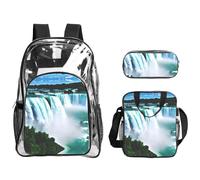 JIUTY Niagara Fall Print Printed Backpack Set 3 In 1 Clear Bag Set For School Work Stadium Events And Daily Carry