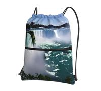 JIUTY Niagara Fall Print Zipper Closure Backpack, Drawstring Shoulder Bag, Compact Light for Workout and Sessions