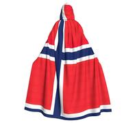 JIUTY Norwegian Flag Hooded Cloak Unisex Cape Halloween Christmas Vampire Witch Cloak Costumes Party Cape