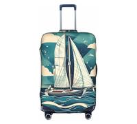 JIUTY Ocean Sailboat Printing Large Suitcase Cover, Stretchable Suitcase Cover with Double-Sided Print, Keeps Luggage Closed