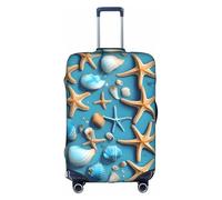 JIUTY Ocean Sea Beach Seashells Starfish Blue Printing Large Suitcase Cover, Stretchable Suitcase Cover with Double-Sided Print, Keeps Luggage Closed