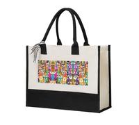 JIUTY Oil Cute Schnauzer Dogs Cassic Christmas Canvas Tote Bags,Personalized Beach Shopping Bag For Women,Birthday Gift