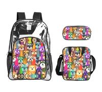 JIUTY Oil Cute Schnauzer Dogs Printed Backpack Set 3 In 1 Clear Bag Set For School Work Stadium Events And Daily Carry