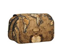 JIUTY Old Stained World Map Printing Large Capacity Pen Pencil Case,Kids Stationery Bag with Double Layers for School,Office,College