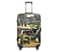 JIUTY Old Tractor Photo Farm Printing Large Suitcase Cover, Stretchable Suitcase Cover with Double-Sided Print, Keeps Luggage Closed