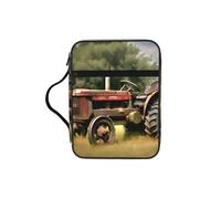 JIUTY Old Tractor Photoes Farm Printed Bible Tote Bag with Sturdy Handle Protective Carrying Case for Church Worship & Pilgrimage