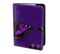 JIUTY One Purple Plum Butterfly Printing Passport Holder for Women Men,Cowhide Passport Travel Wallet, Travel Document Cover Accessories