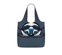 JIUTY Orca Killer Whale Print Foldaway Reusable Shopping Carrier 25l Polyester Tote Grocery Travel Weekend Bag Gift Pick