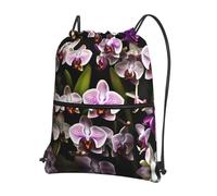 JIUTY orchids Print Zipper Closure Backpack, Drawstring Shoulder Bag, Compact Light for Workout and Sessions
