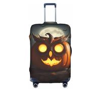 JIUTY Owl Pumpkin Happy Halloween Printing Large Suitcase Cover, Stretchable Suitcase Cover with Double-Sided Print, Keeps Luggage Closed