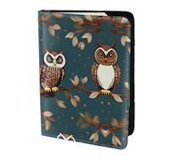 JIUTY Owls On Tree Branches Printing Passport Holder for Women Men,Cowhide Passport Travel Wallet, Travel Document Cover Accessories