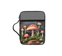 JIUTY Painting Mushroom Printed Bible Tote Bag with Sturdy Handle Protective Carrying Case for Church Worship & Pilgrimage