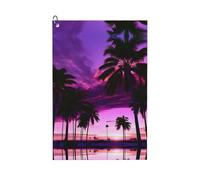 JIUTY Palm Tree Purple Sunset Golf Towel,Premium Ultra Absorbent Microfiber Golf Towel For Golf Carts Or Clubs,Waffle Pattern