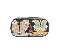JIUTY Paris Eiffel Tower Stylish Clear Pen Case with Smooth Zipper, Multi-Purpose Stationery Bag for School & Office