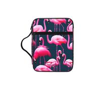 JIUTY Pink Flamingos Printed Bible Tote Bag with Sturdy Handle Protective Carrying Case for Church Worship & Pilgrimage