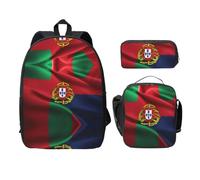 JIUTY Portuguese Flag Backpacks Backpack with Lunch Box and Pencil for Daily Commute