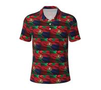 JIUTY Portuguese Flag Men's Polo Shirts Short Sleeve Golf Shirt for Weekend Getaways, Beach Trips Black