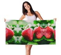 JIUTY Red Strawberry Printing 1 Pcs Peach Skin Velvet Quick Dry Lightweight Print Beach Towel For Beach,Gym,Outdoor,Indoor