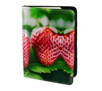JIUTY Red Strawberry Printing Passport Holder for Women Men,Cowhide Passport Travel Wallet, Travel Document Cover Accessories