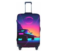 JIUTY Retrowave Pictures Printing Large Suitcase Cover, Stretchable Suitcase Cover with Double-Sided Print, Keeps Luggage Closed