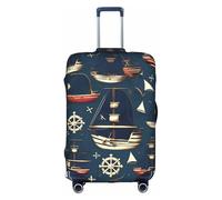 JIUTY Sailing Pirate Theme Printing Large Suitcase Cover, Stretchable Suitcase Cover with Double-Sided Print, Keeps Luggage Closed