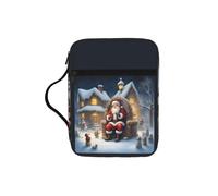 JIUTY Santa Claus Snow Secenry Printed Bible Tote Bag with Sturdy Handle Protective Carrying Case for Church Worship & Pilgrimage