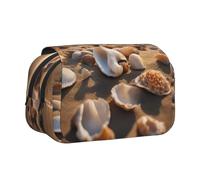 JIUTY Seashell Landscape On The Beach Printing Large Capacity Pen Pencil Case,Kids Stationery Bag with Double Layers for School,Office,College