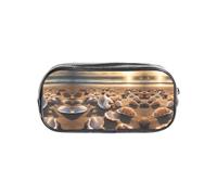 JIUTY Seashell Landscape On The Beach Stylish Clear Pen Case with Smooth Zipper, Multi-Purpose Stationery Bag for School & Office