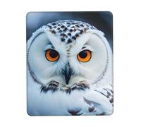 JIUTY Snowy Owl Eyes Mouse Pad With Stitched Edge Non-Slip Rubber Base Washable Mouse Pads For Computers Laptop