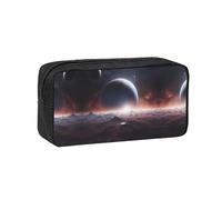 JIUTY Space Planet Printed Stationery Organizer Large Pencil Bag Smooth Zip Polyester Pouch for Teens School Work Trips
