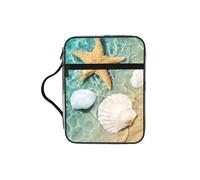 JIUTY Starfish and Seashell Pattern Printed Bible Tote Bag with Sturdy Handle Protective Carrying Case for Church Worship & Pilgrimage