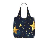 JIUTY Stars Eastern Pattern Print Foldaway Reusable Shopping Carrier 25l Polyester Tote Grocery Travel Weekend Bag Gift Pick
