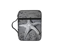 JIUTY Summer Starfish Seashell Printed Bible Tote Bag with Sturdy Handle Protective Carrying Case for Church Worship & Pilgrimage