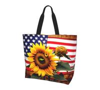 JIUTY Sunflower And American Flag Print