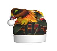 JIUTY Sunflower And American Flag Printing Unisex Santa Hat For Christmas Headwear Thicken Xmas Hats Stage Halloween Community