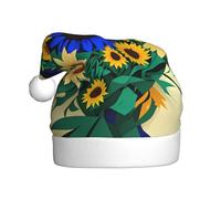 JIUTY Sunflower Pattern Printing Unisex Santa Hat For Christmas Headwear Thicken Xmas Hats Stage Halloween Community
