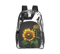 JIUTY Sunflowers In The Weeds Print Clear Security Backpack Pvc School Bookbag Travel Front Pocket Side Mesh Modern Utility