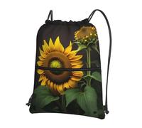 JIUTY Sunflowers in the Weeds Print Zipper Closure Backpack, Drawstring Shoulder Bag, Compact Light for Workout and Sessions