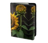 JIUTY Sunflowers in The Weeds Printing Passport Holder for Women Men,Cowhide Passport Travel Wallet, Travel Document Cover Accessories