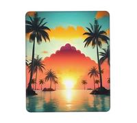 JIUTY Sunrise Tropical Palm Tree Island Mouse Pad With Stitched Edge Non-Slip Rubber Base Washable Mouse Pads For Computers Laptop