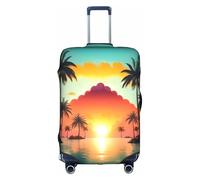 JIUTY Sunrise Tropical Palm Tree Island Printing Large Suitcase Cover, Stretchable Suitcase Cover with Double-Sided Print, Keeps Luggage Closed