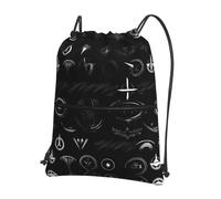 JIUTY Supernatural Symbols Black print Print Zipper Closure Backpack, Drawstring Shoulder Bag, Compact Light for Workout and Sessions