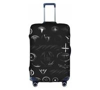 JIUTY Supernatural Symbols Black Print Printing Large Suitcase Cover, Stretchable Suitcase Cover with Double-Sided Print, Keeps Luggage Closed