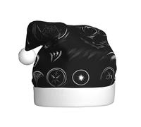 JIUTY Supernatural Symbols Black Print Printing Unisex Santa Hat For Christmas Headwear Thicken Xmas Hats Stage Halloween Community