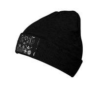 JIUTY Supernatural Symbols Black Winter Beanie for Men Women,Warm Lined Beanie Soft Warm Knit Hat Cuffed Cap for Cold Weather