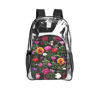 JIUTY Thug Life Flowers Print Clear Security Backpack Pvc School Bookbag Travel Front Pocket Side Mesh Modern Utility